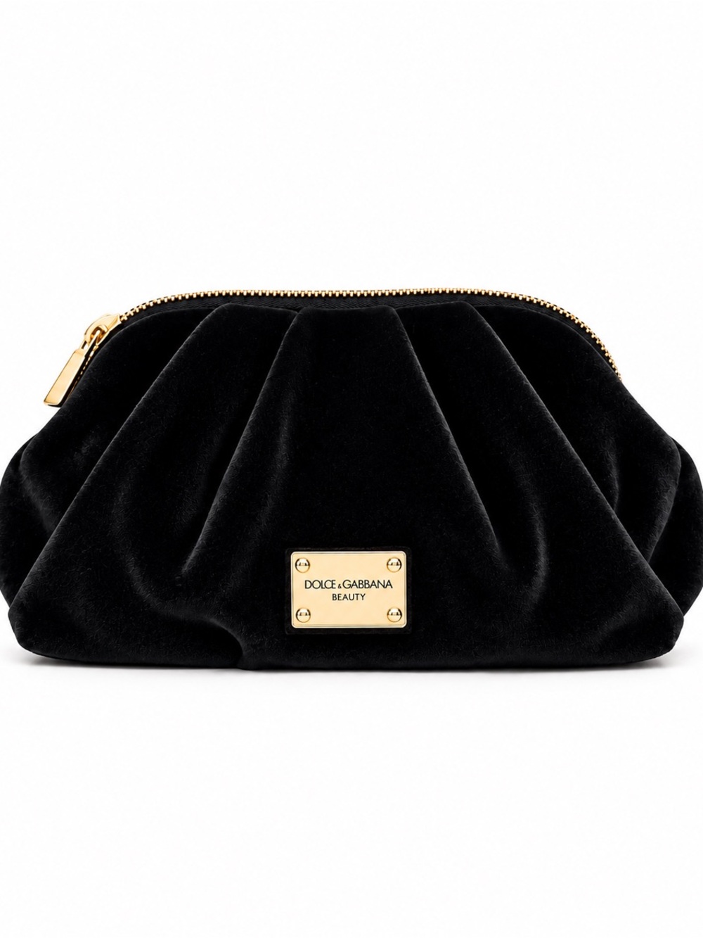 Dolce & Gabbana Black Velvet Cosmetic Case with Gold Plaque